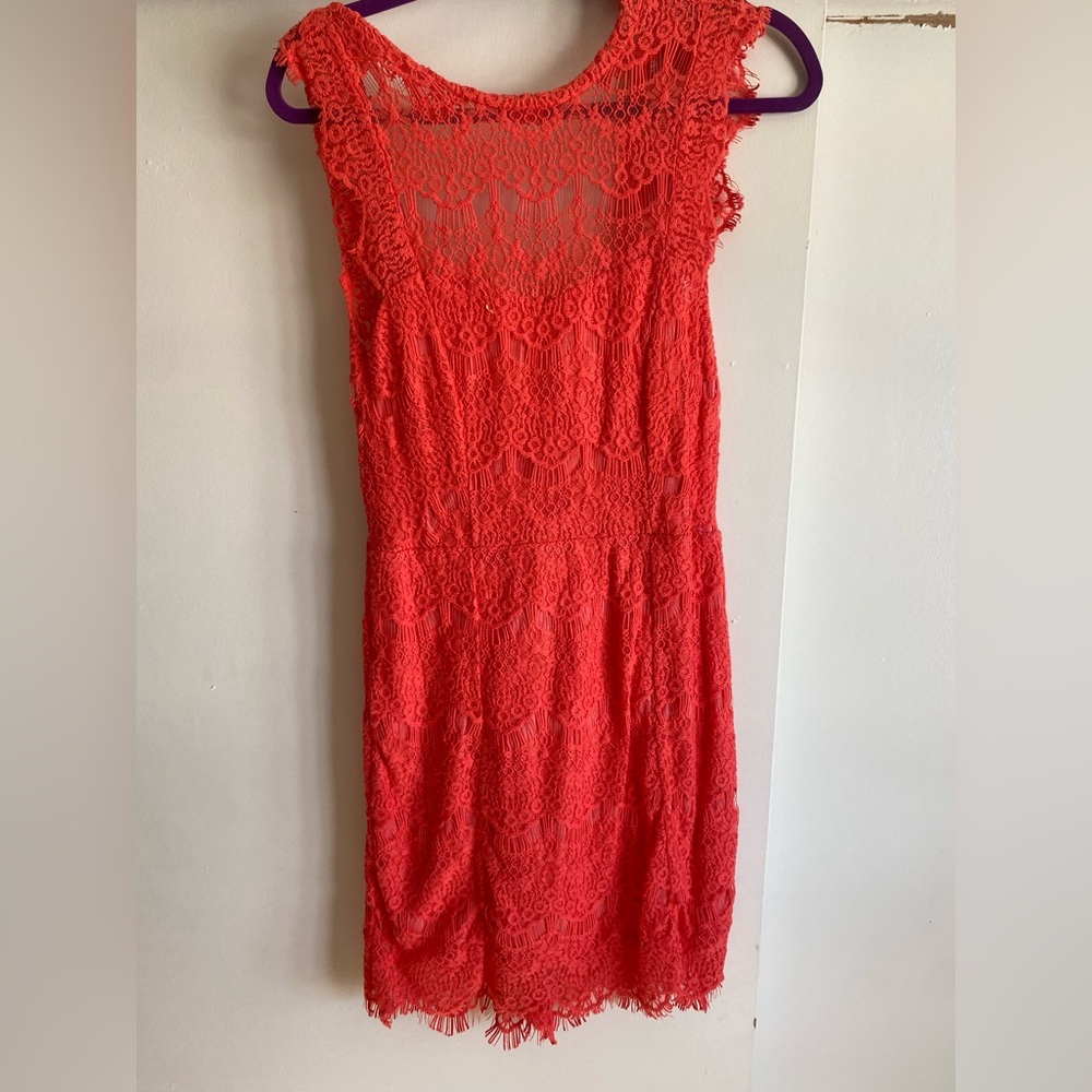 Free People Red Backless Lace Mini Dress - Picture 2 of 5